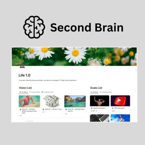 printsold second brain life planner notion template